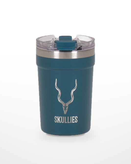 Green Skullies Coffee Cup with engraved Kudu logo